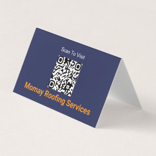 Blau Gold Weiße Dachdecker-QR-Code Visitenkarten