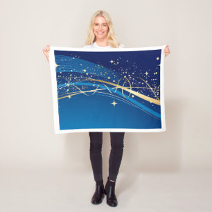 Blau-goldene Sternenwellen-Fliesendecke Fleecedecke