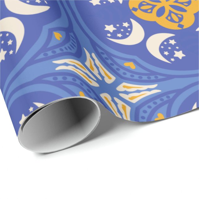 Blau-goldenes geometrisches Muster Geschenkpapier (Von Creator hochgeladen)