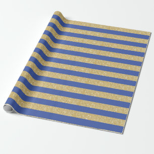 Blau-goldenes Glitter-Streifen-Geschenkpapier Geschenkpapier