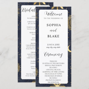 Blau-goldenes himmlisches Hochzeitsprogramm