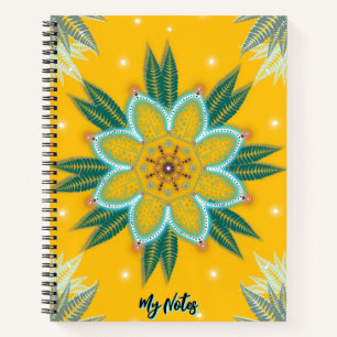 Blau-goldenes Mandala-Blumendesign Notizbuch