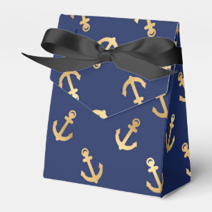 Blau-goldenes nautisches Anker-Muster Geschenkschachtel