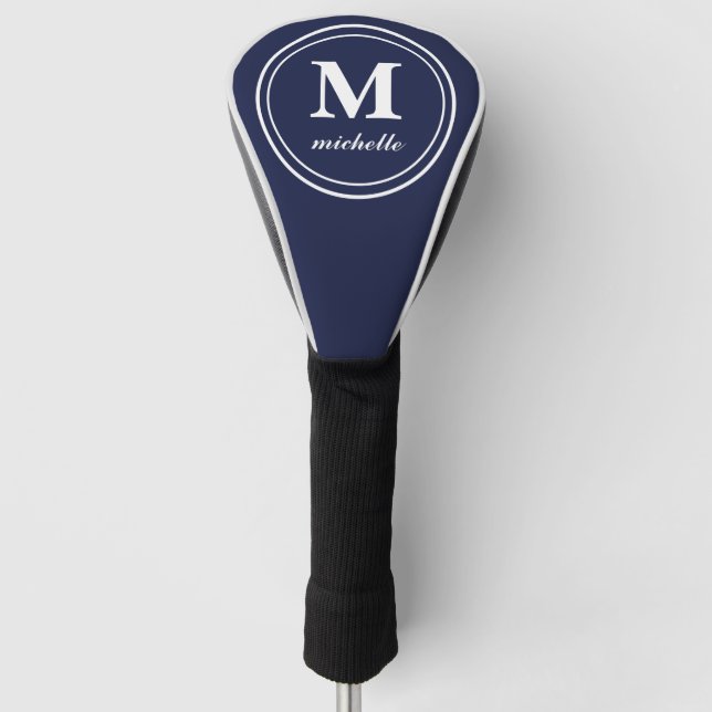 Blau | Golf | personalisiert NAME monogramm Headcover (Vorderseite)
