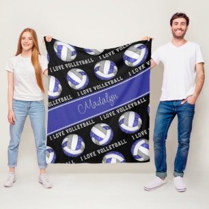 Blau grau I Liebe Volleyball mädchenhaft personali Fleecedecke