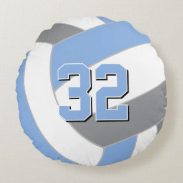 Blau grau oder JEDES Team färbt Kindervolleyball Rundes Kissen
