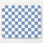Blau/Grau und Weiß Mousepad<br><div class="desc">Abstrakte digitale Kunst von blau/grau und weiß Quadraten in einer karierten Formation.</div>