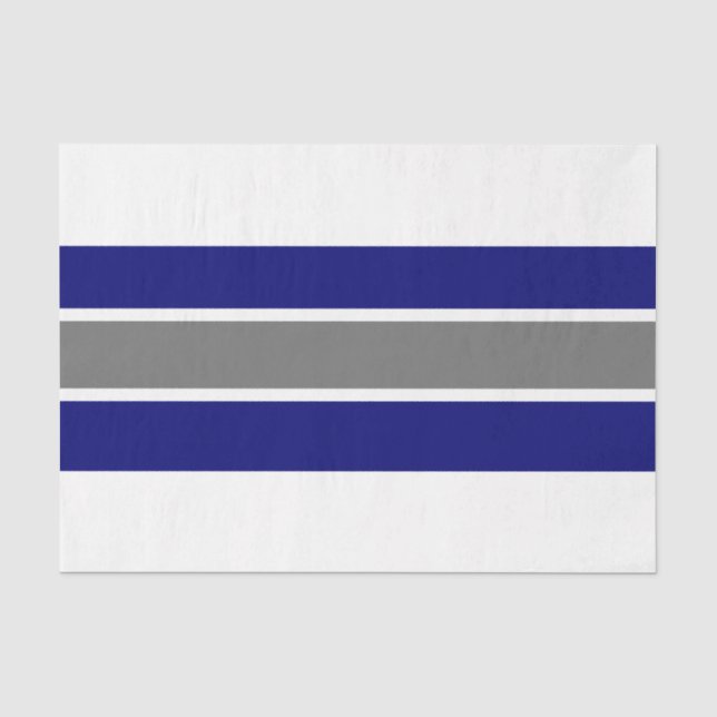 Blau/Grau/Weiße Streifen, 18lb Tissue Paper Seidenpapier (Vorderseite)