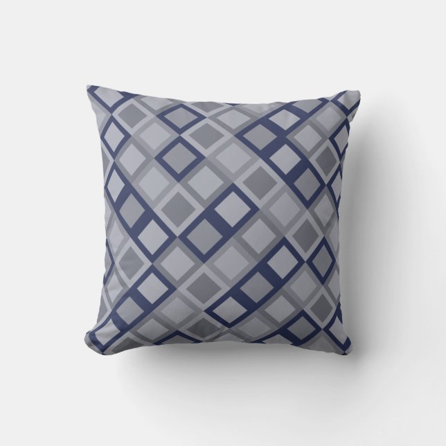 Blau-graue geometrische Muster-Sitzkissen Kissen (Vorderseite)