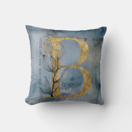 Blau-graue Goldgräber-B-Monogram-Kissen Kissen