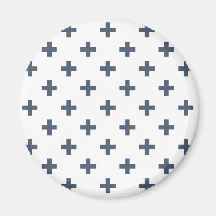 Blau-graue Polkakreuze auf Weiß Magnet