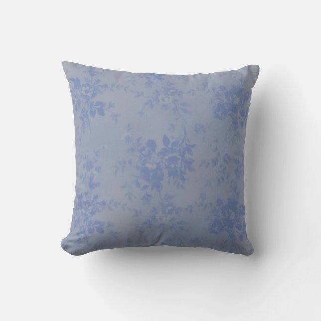 Blau-Graues Blumenkissen Kissen (Vorderseite)