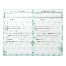 Blau | Green Floral 5 and 1 Food Journal Pages Notizblock