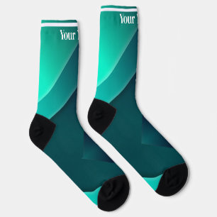 Blau & Grün   Benutzerdefinierter Name Socken