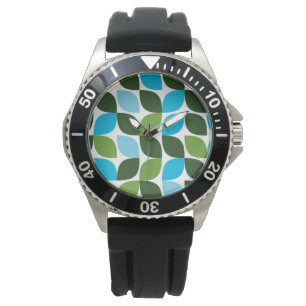 Blau, grün, cool, trendig, moderne Natur abstrakt Armbanduhr
