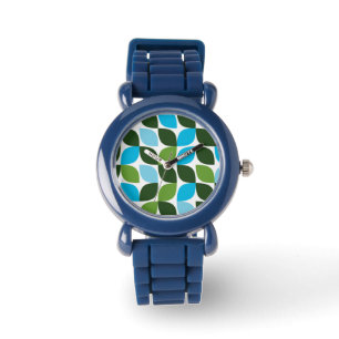 Blau, grün, cool, trendig, moderne Natur abstrakt Armbanduhr