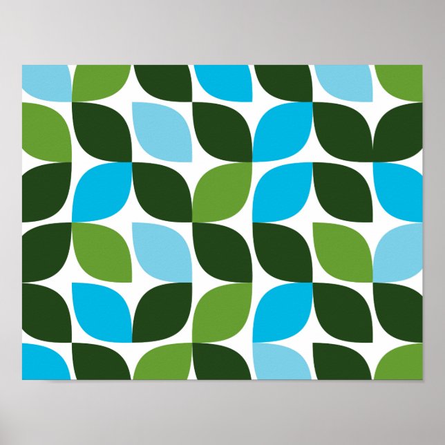 Blau, grün, cool, trendig, moderne Natur abstrakt Poster (Vorne)