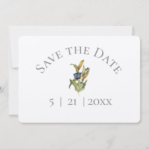 Blau & Grün Floral Save-the-Date mit Foto Save The Date