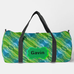 Blau Grün Gelb Zickzack Duffle Bag