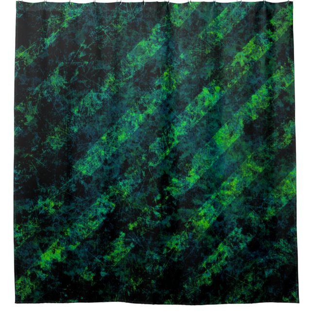 Blau, grün gestreift, Hintergrund mit Weichzeichnu Duschvorhang (Vorderseite)