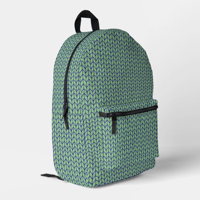 BLAU GRÜN GESTRICKTER Rucksack (Rückseitige Ecke links)