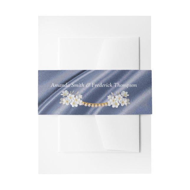 Blau, Grün, Gold, Elfenbein, Seide und Perlen Bauc Einladungsbanderole (Vorderseite Beispiel)