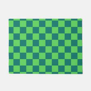 Blau-grün kariertes Gingham-Muster Fußmatte