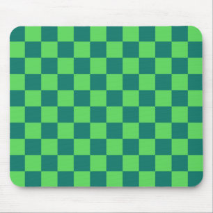 Blau-grün kariertes Gingham-Muster Mousepad