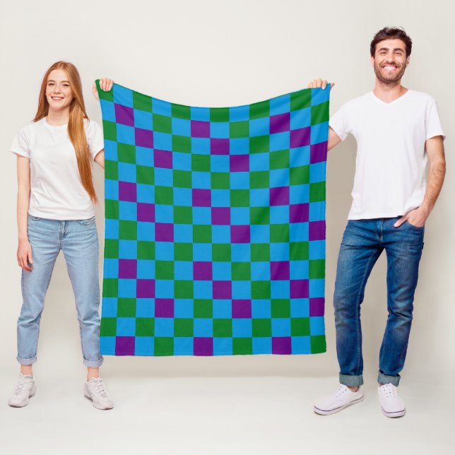 Blau Grün Lila Karomuster Design  Fleecedecke (Beispiel)
