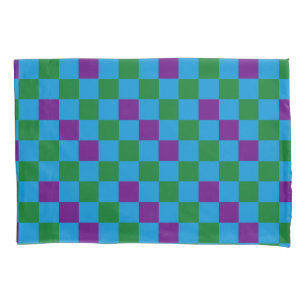 Blau Grün Lila Karomuster Design  Kissenbezug