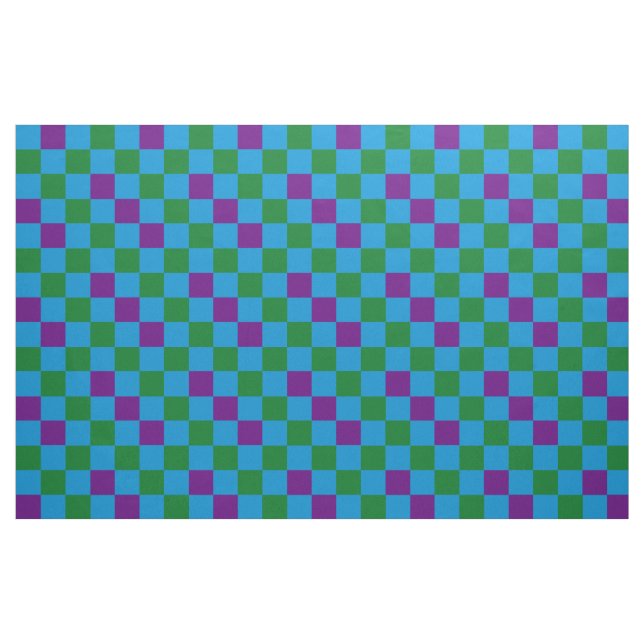 Blau Grün Lila Karomuster Design  Stoff (Fat Quarter (45,7 x 55,9 cm))