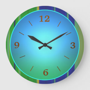 Blau Grün mit hellem Aqua-Zentrum Große Wanduhr