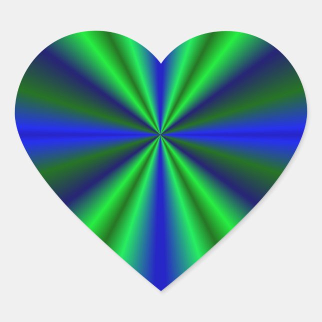 blau grün Regenbogen Herz-Aufkleber (Vorderseite)