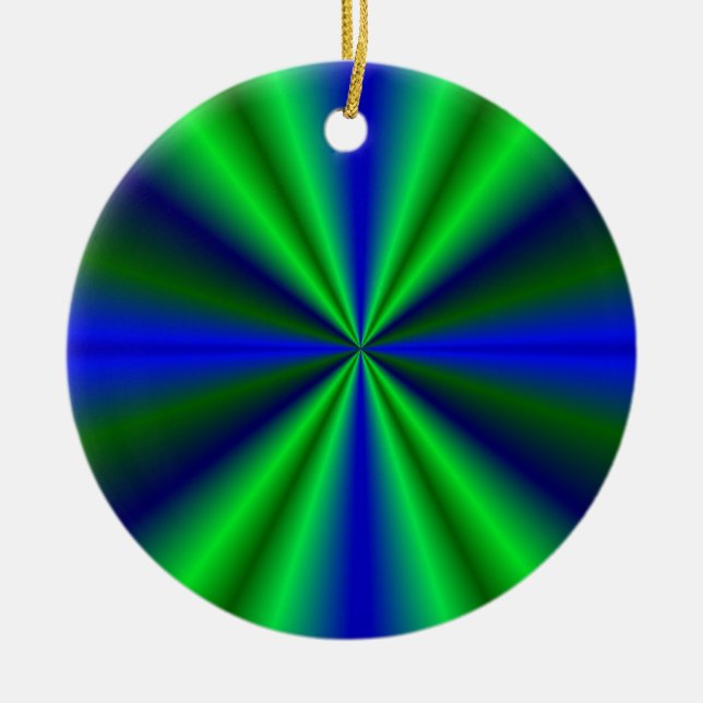 blau grün Regenbogen Keramik Ornament (Vorne)