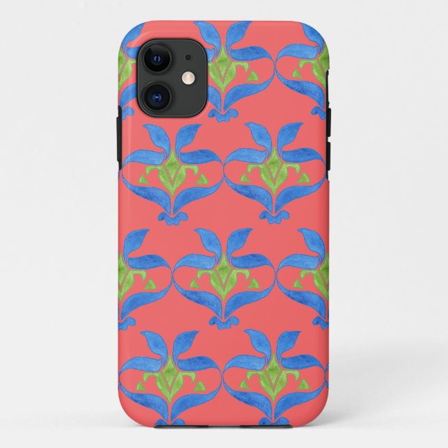 Blau, Grün, Roter Jugendstil Hier selten Case-Mate iPhone Hülle (Rückseite)