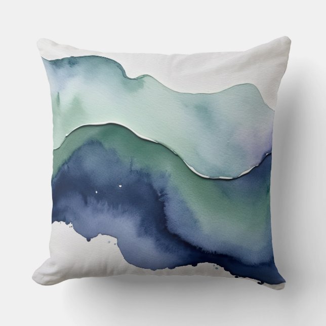 Blau, grün und Elfenbein Kissen (Vorderseite)