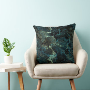 Blau Grün und Schwarz Abstrakt Kissen