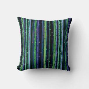 Blau, grün, violett geometrisch mit Streifen Kissen