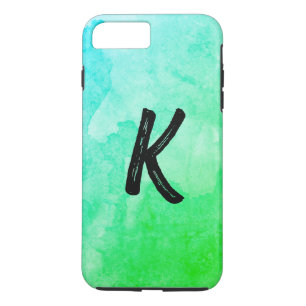 Blau Grün / Wasserfarbe / Monogramm Case-Mate iPhone Hülle