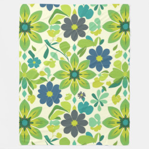 Blau-grüne Blumenfleece-Decke Fleecedecke