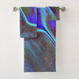 Blau-grüne digitale graue Satin-Schatten Badhandtuch Set