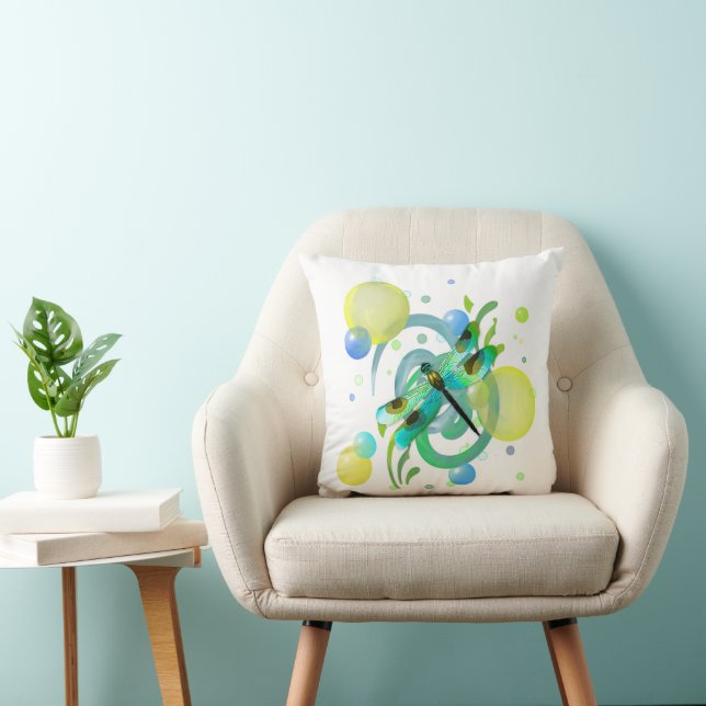 Blau Grüne Libelle Kissen (Stuhl )