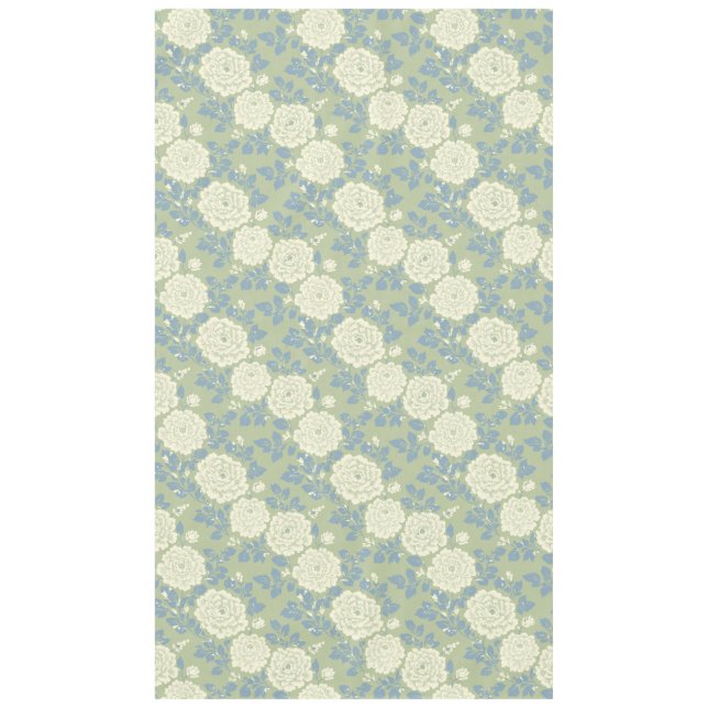 Blau Grüner Blockdruck Blumenmuster Tischdecke (Vorderseite)