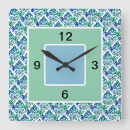 Blau-grüner weißer Platz, Wall-Uhr Quadratische Wanduhr