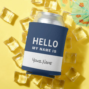 Blau Hallo ich bin   Personalisierter Dosenkühler