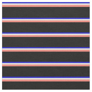 Blau, hellgelb, lachsfarben und schwarz stoff
