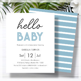 Blau | Hello Baby | Einladung der Babydusche