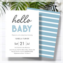 Blau | Hello Baby | Einladung der Babydusche