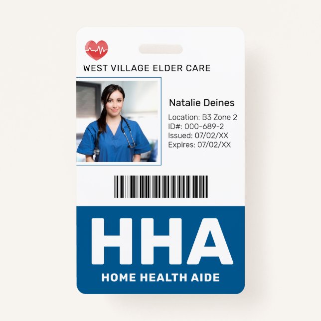 Blau | Hospital Medical Employee Foto ID Abzeichen Ausweis (Vorderseite)