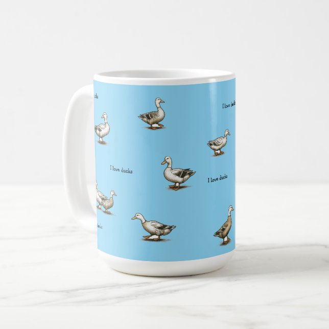 Blau ich liebe Enten Kaffeetasse (Vorderseite Links)